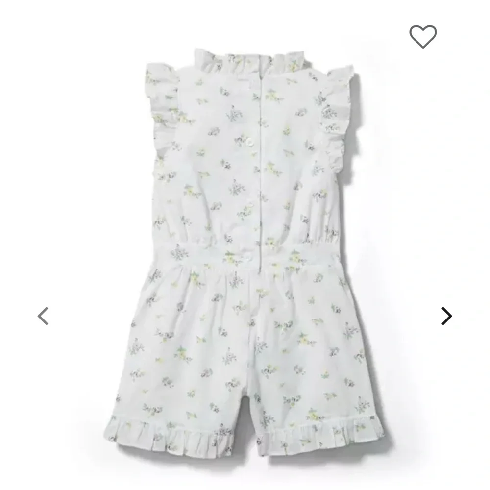 Janie and Jack White Floral Ruffle Romper